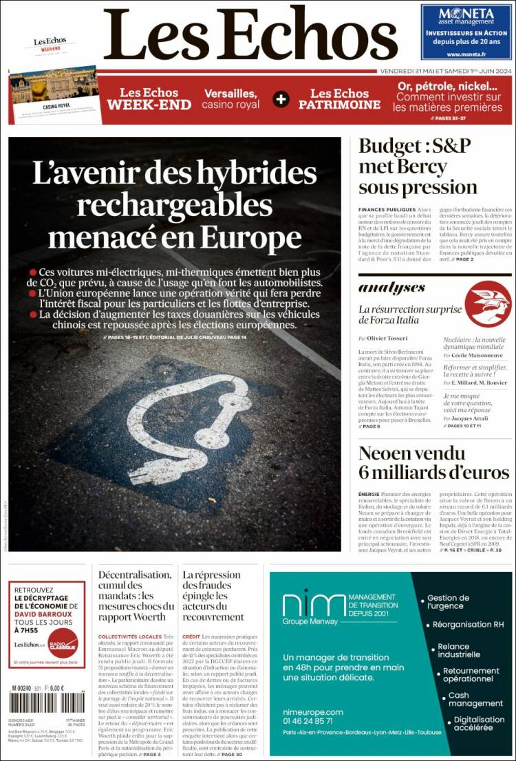 Portada de Les Echos (Francia)