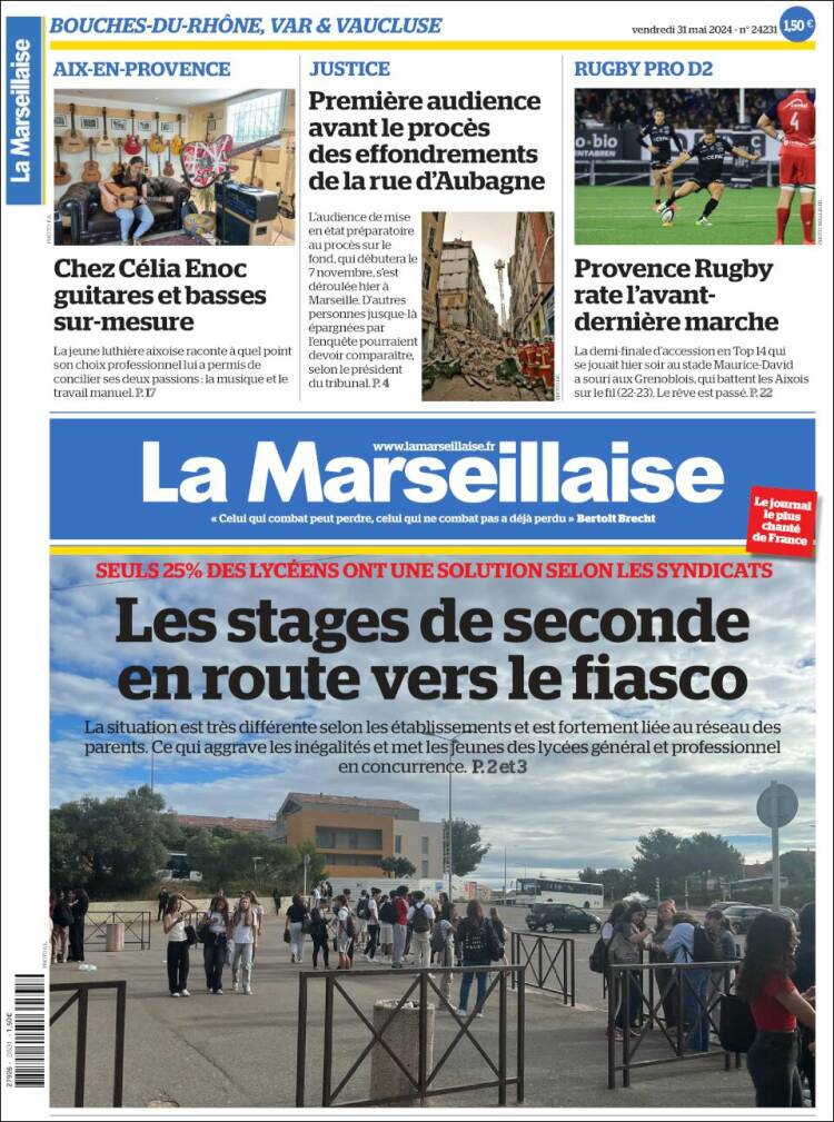 Portada de La Marseillaise (Francia)