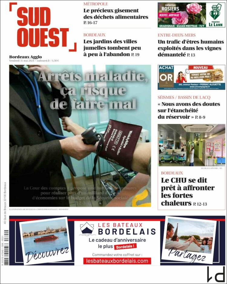 Portada de Sud Ouest (Francia)