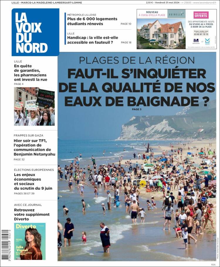 Portada de La Voix du Nord (Francia)
