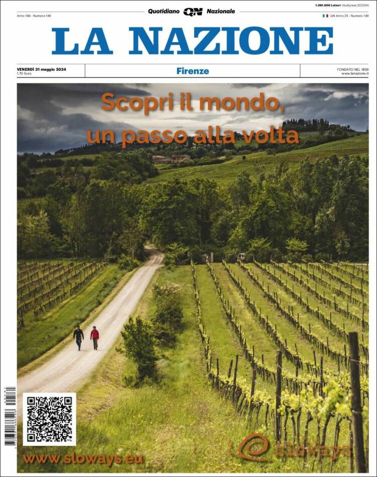 Portada de La Nazione (Italia)