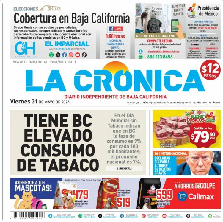 Portada de La Crónica de Baja California (México)