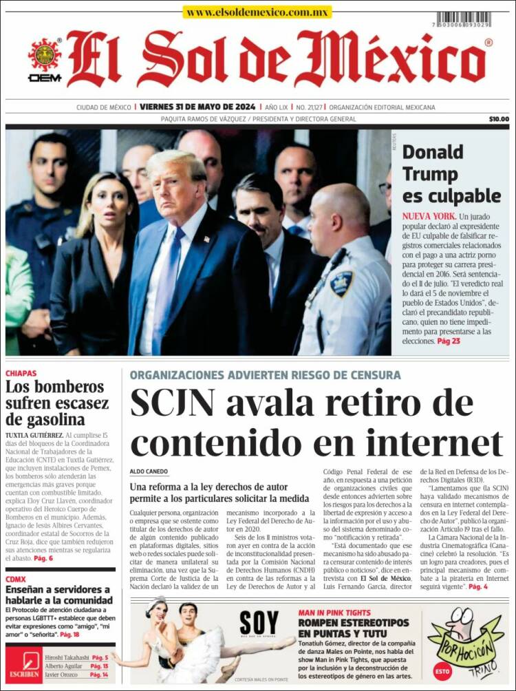 Portada de El Sol de México (México)