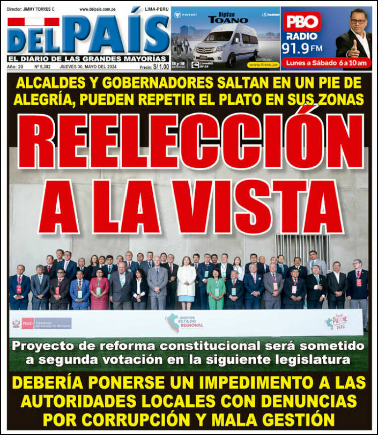 Portada de Del País (Per&uacute;)