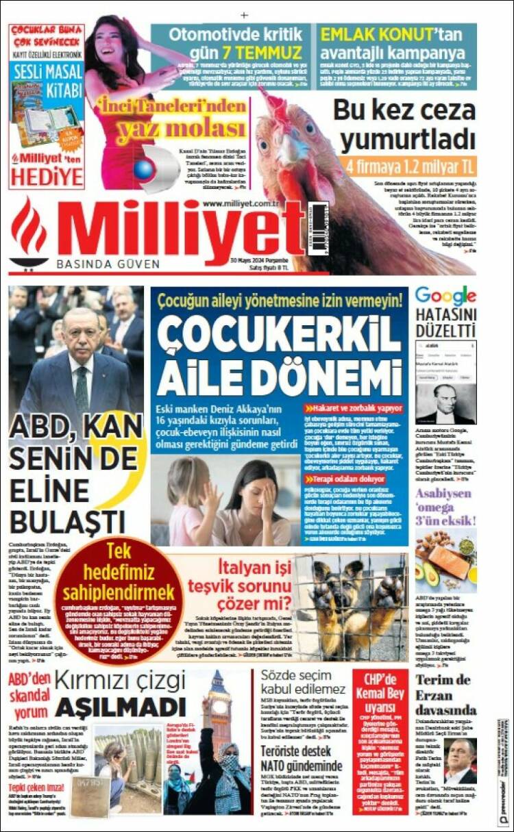 Portada de Milliyet (Turqu&iacute;a)