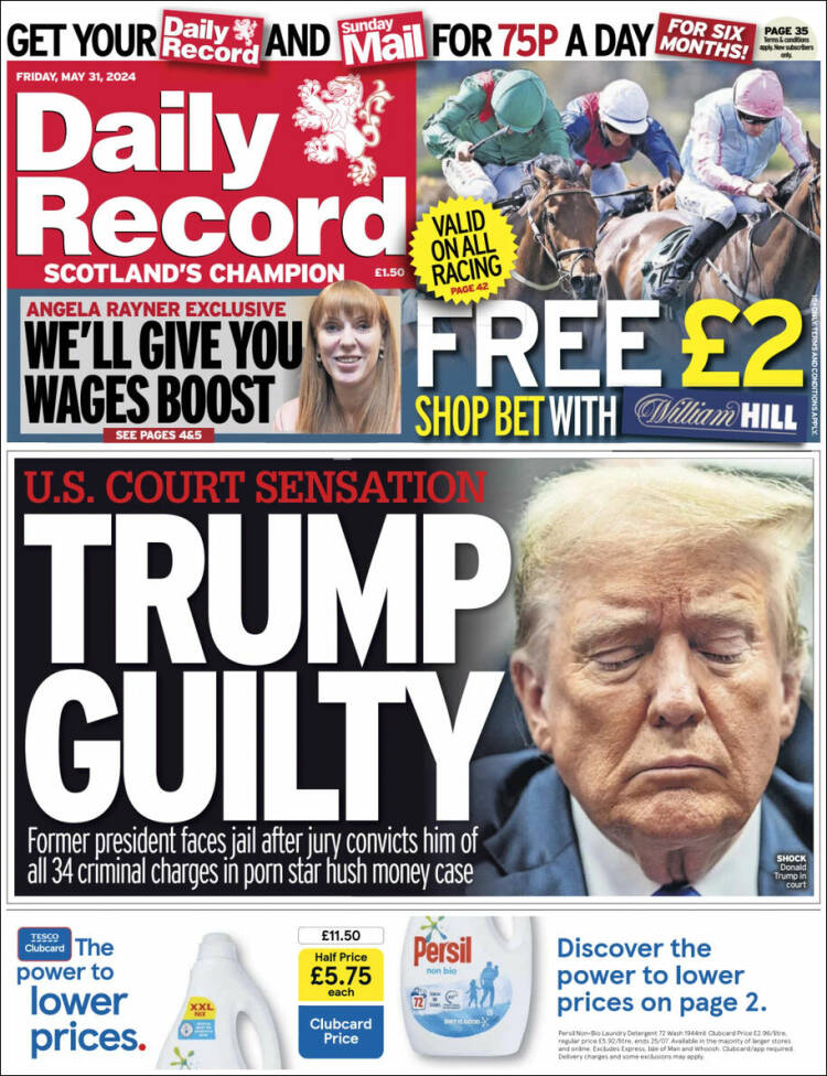 Portada de Daily Record (Reino Unido)