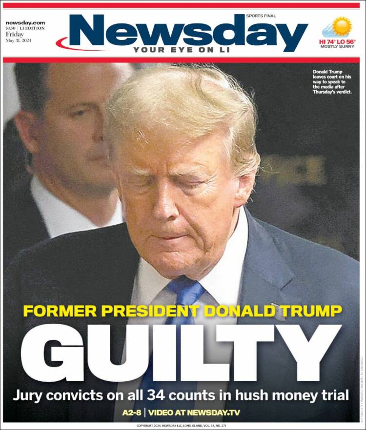 Portada de Newsday (USA)