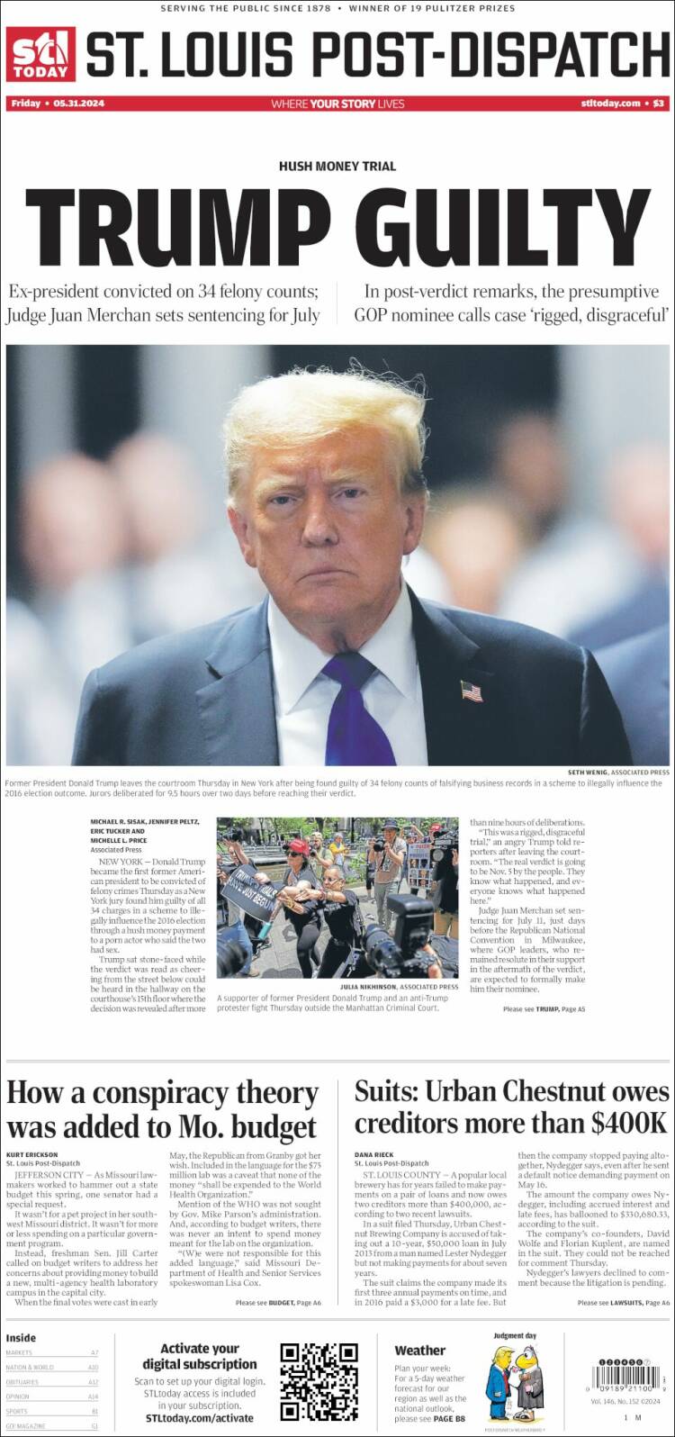 Portada de St. Louis Post-Dispatch (USA)