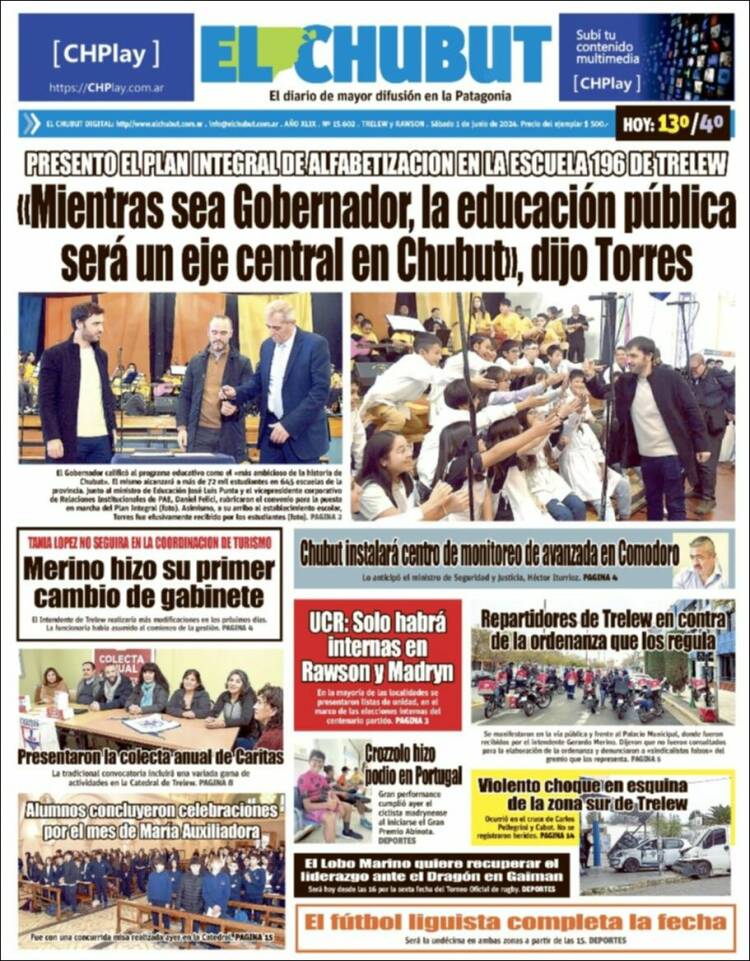 Portada de El Chubut (Argentina)
