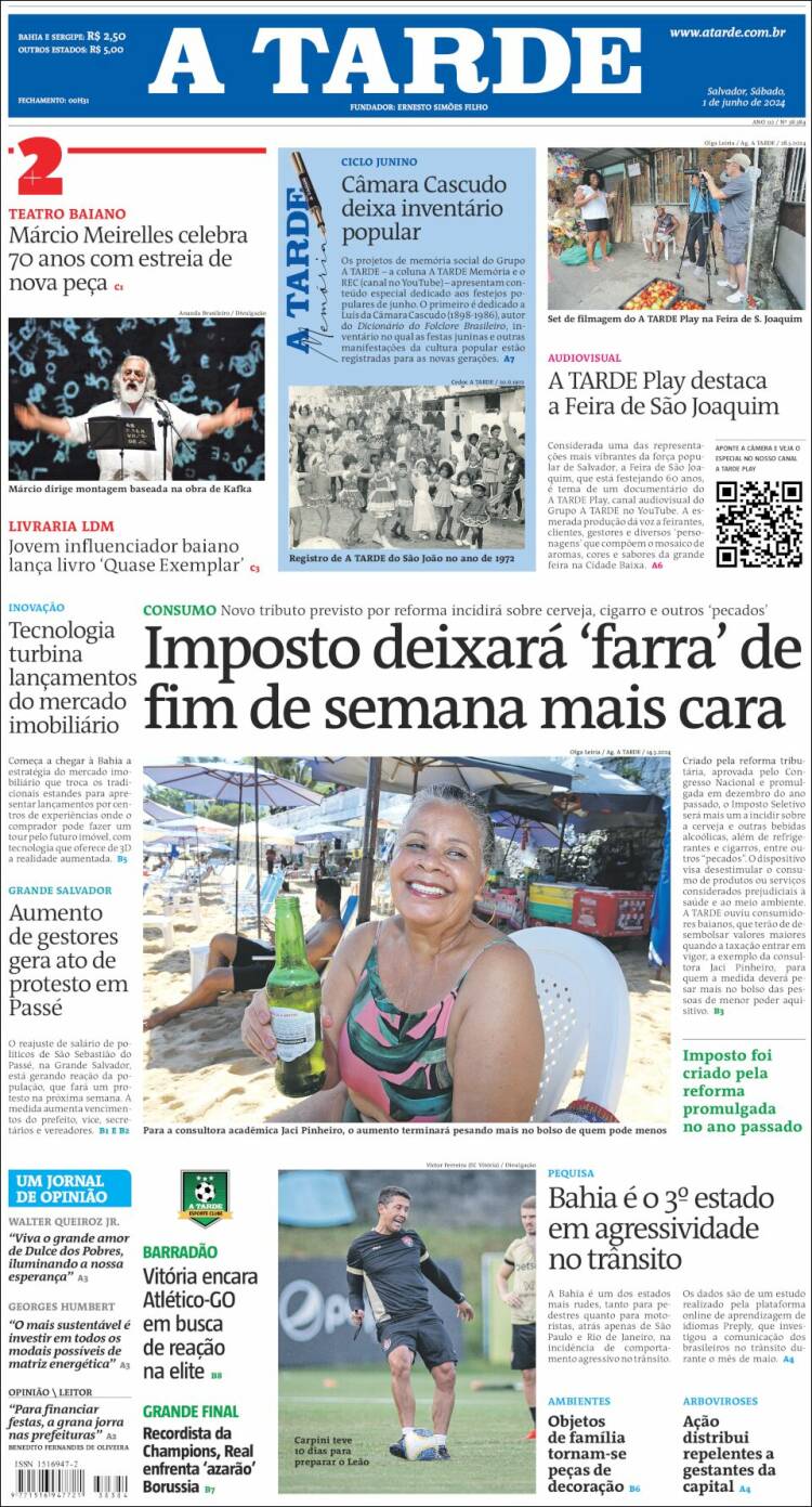 Portada de Diário A Tarde (Brasil)