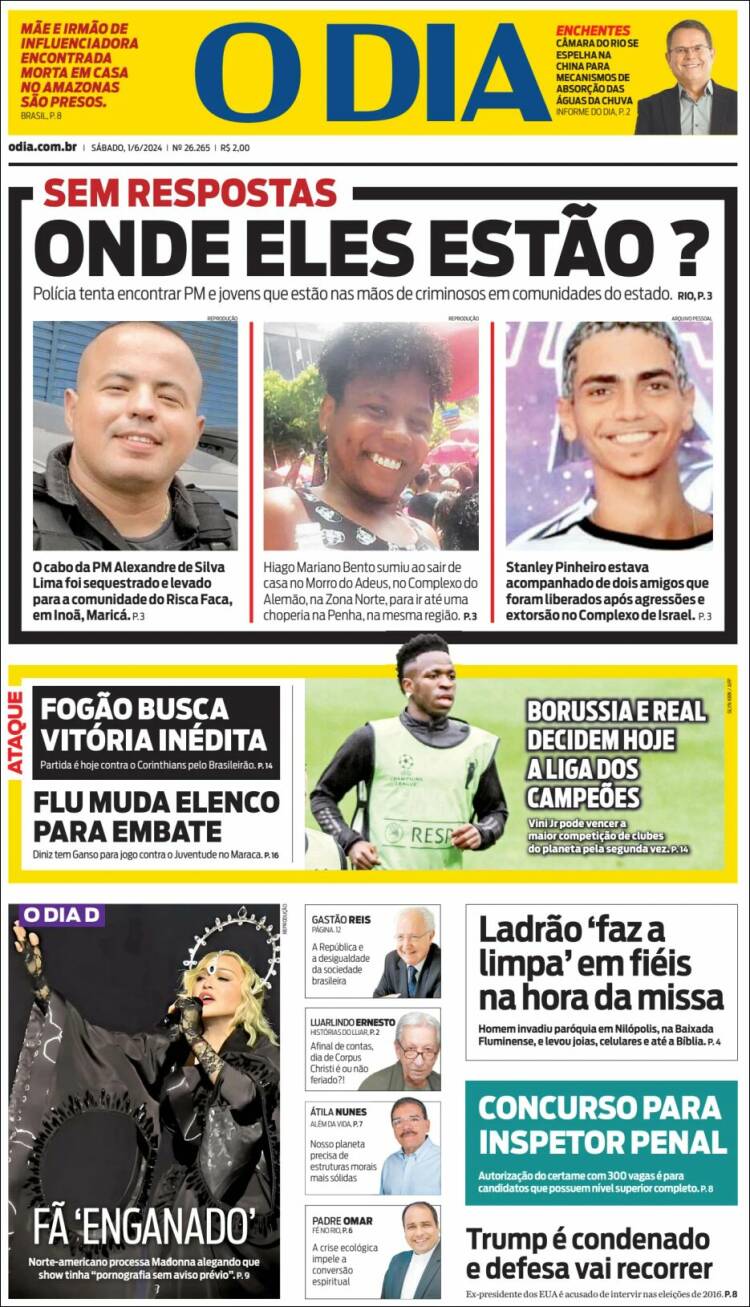 Portada de O Dia (Brasil)