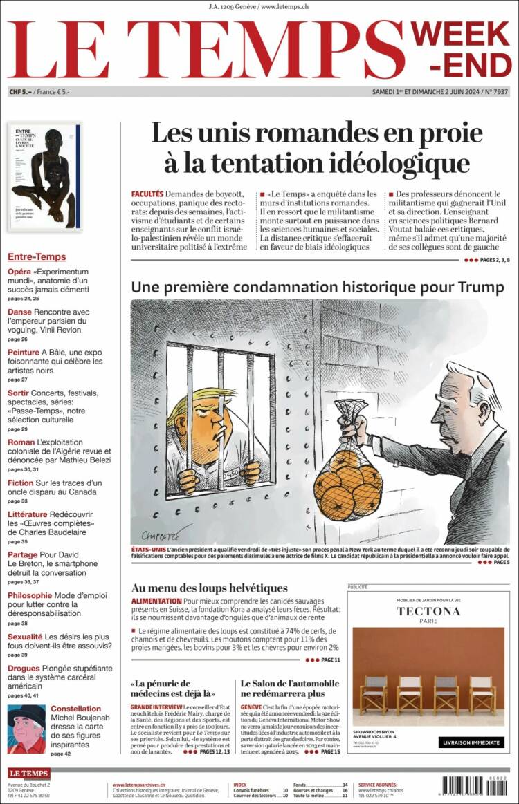 Portada de Le Matin (Suiza)