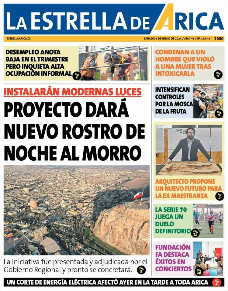 Portada de La Estrella de Arica (Chile)