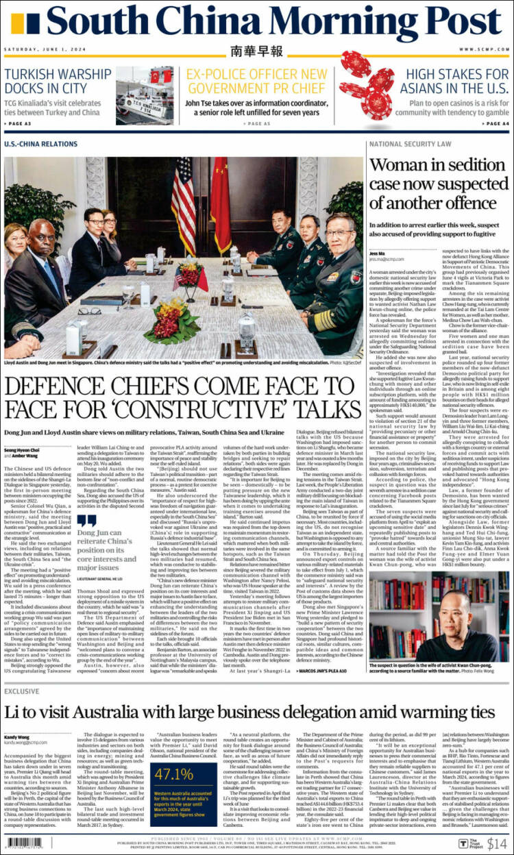 Portada de South China Morning Post (China)