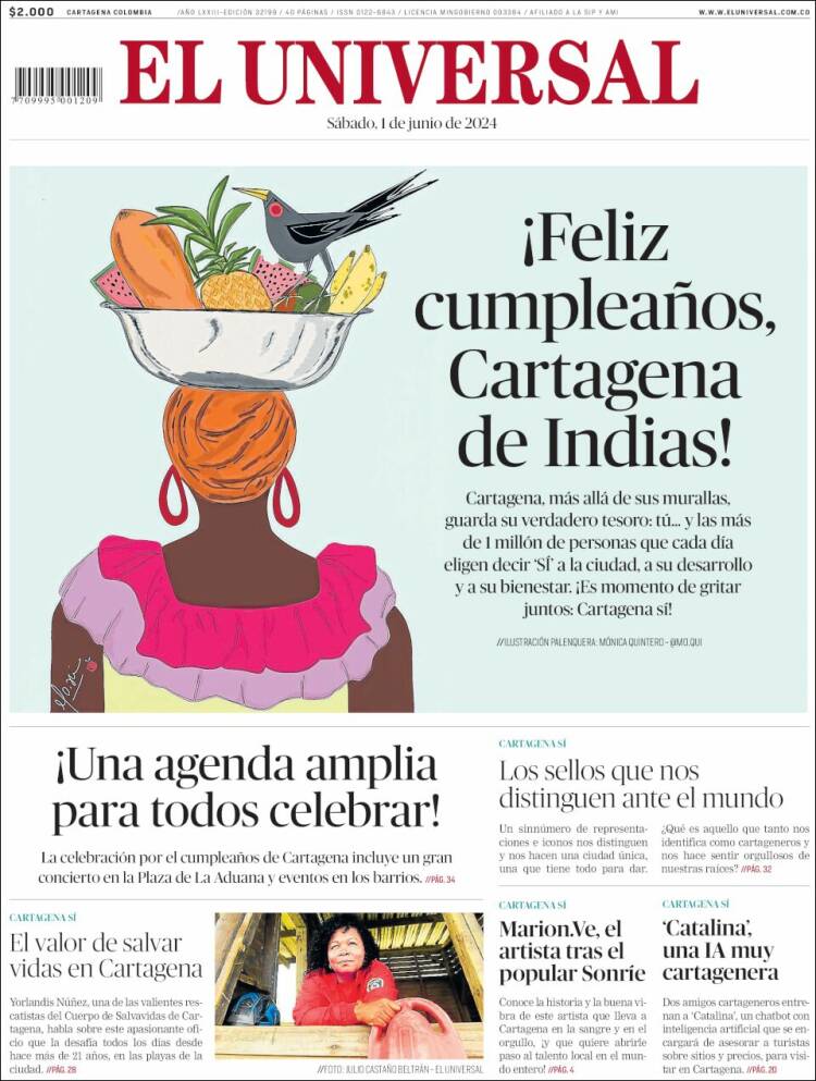 Portada de El Universal (Colombia)