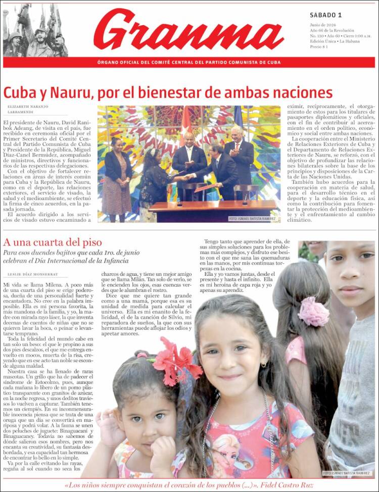 Portada de Granma (Cuba)