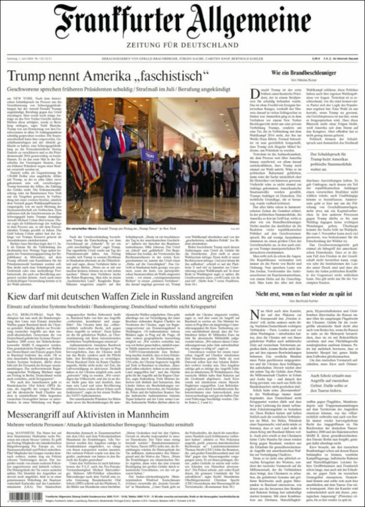 Portada de Frankfurter Allgemeine (Alemania)