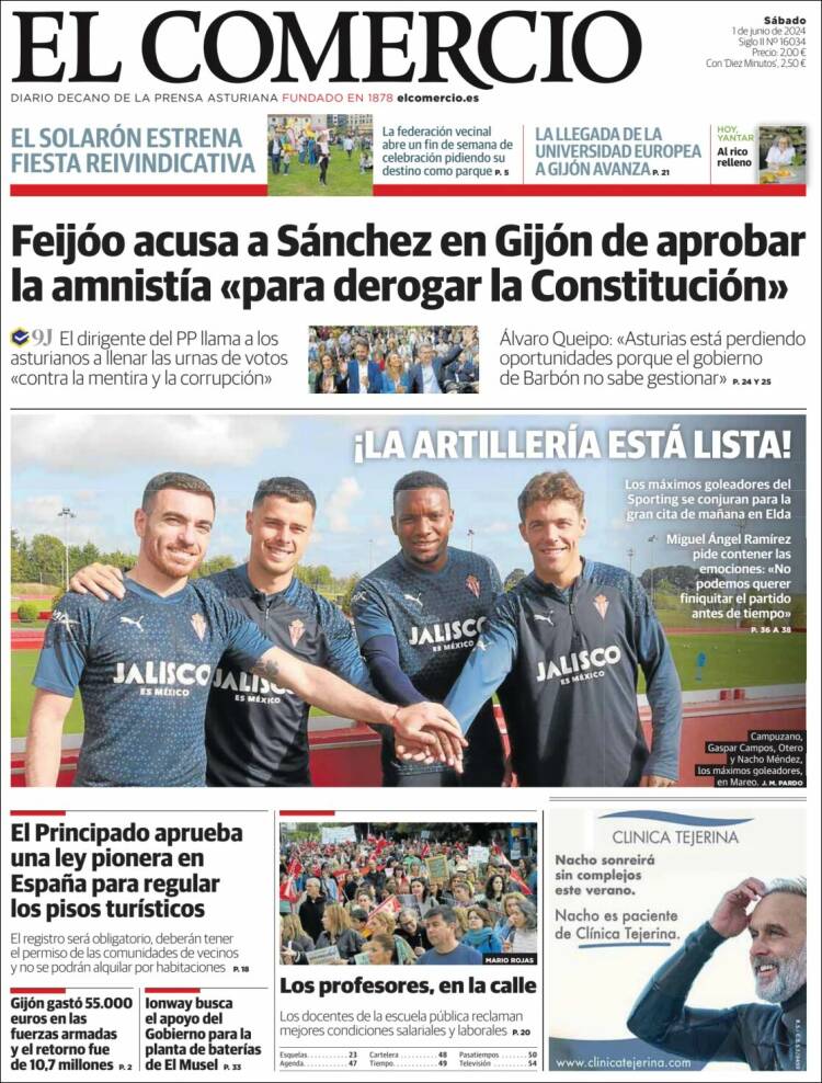 Portada de El Comercio - Gijón (España)