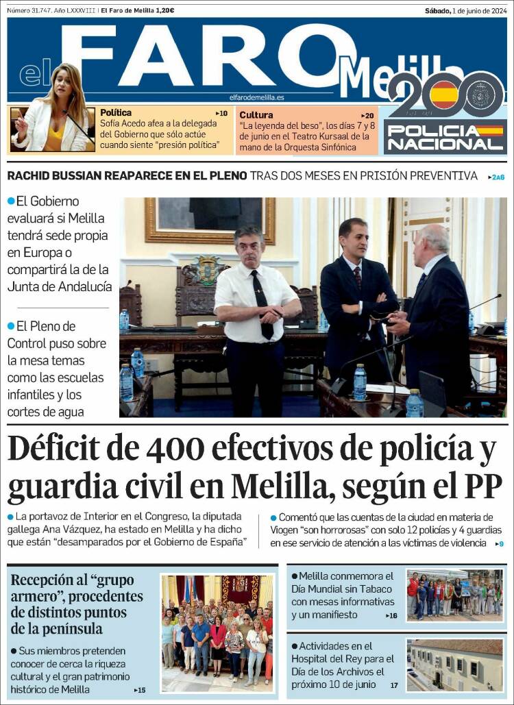 Portada de El Faro de Melilla (España)