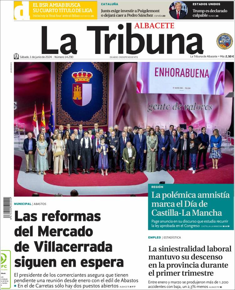 Portada de La Tribuna de Albacete (España)