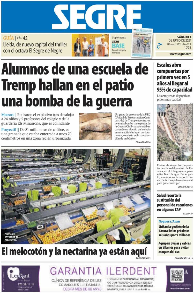 Portada de Segre  (España)