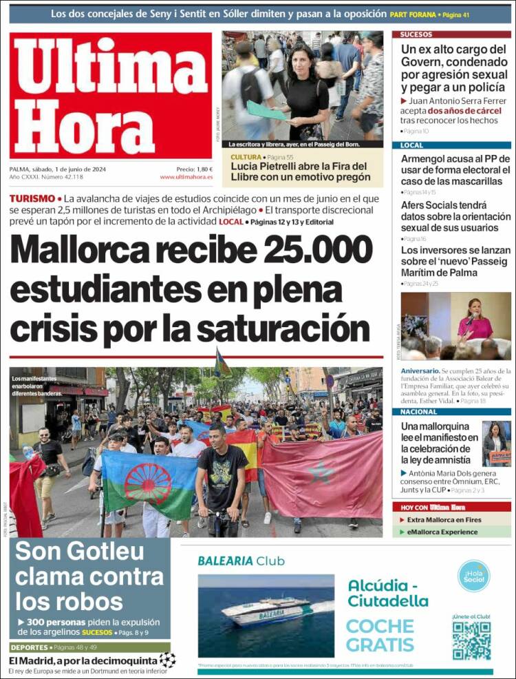 Portada de Última Hora (España)