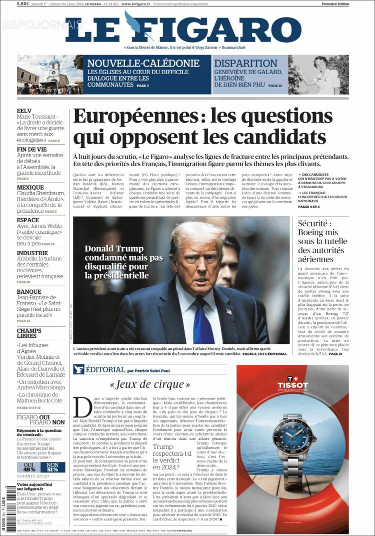 Portada de Le Figaro (Francia)