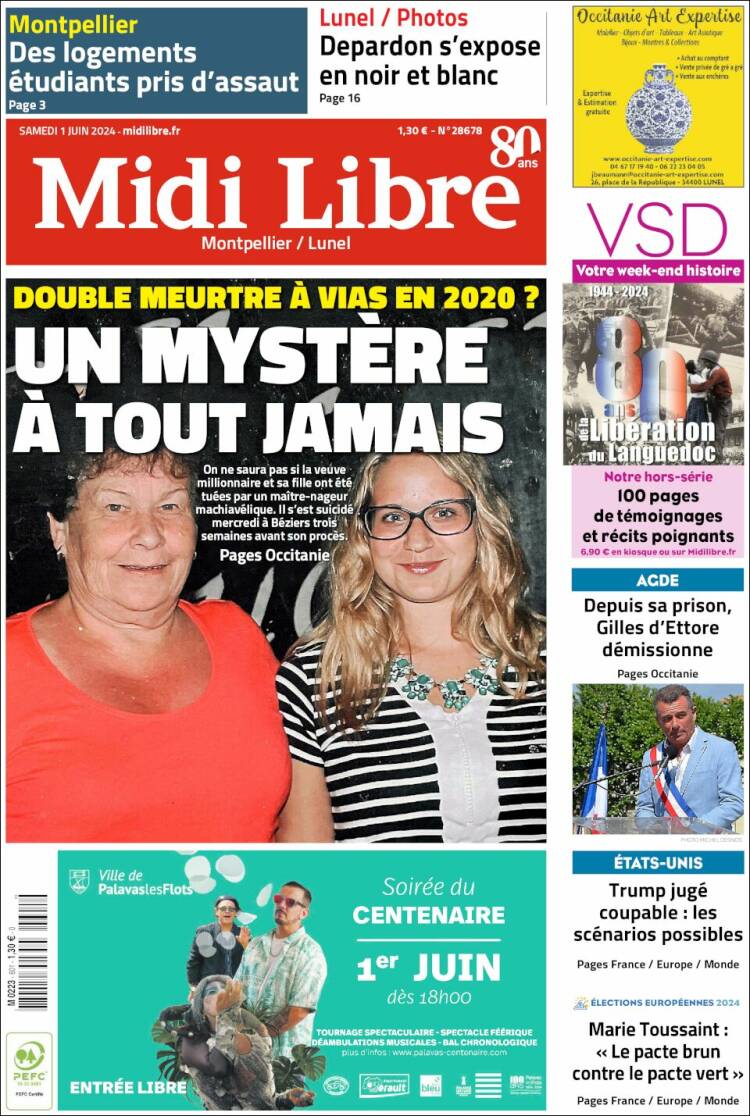 Portada de Midi Libre (Francia)