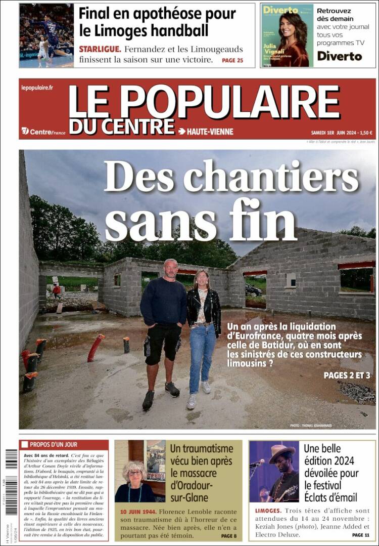 Portada de Le Populaire du Centre (Francia)