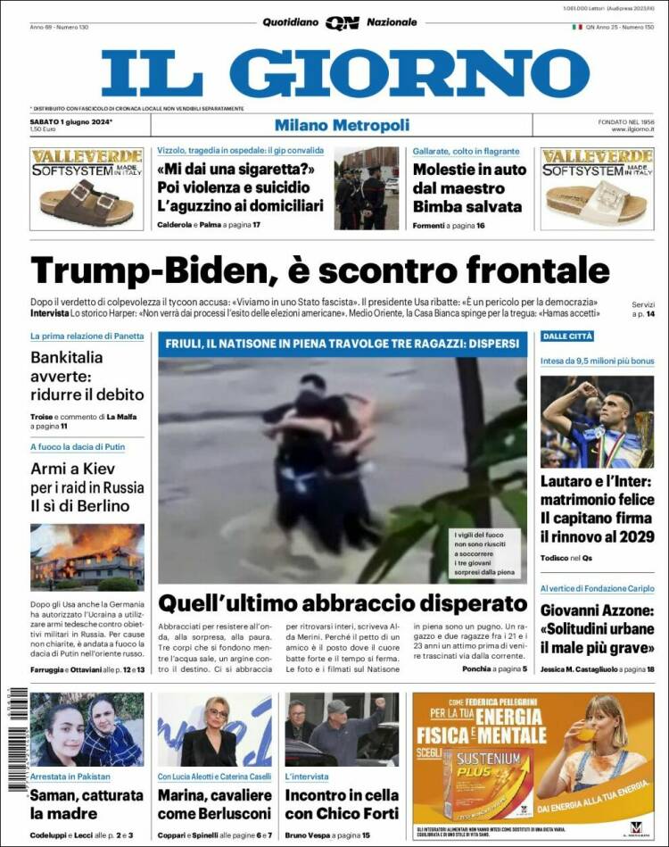 Portada de Il Giorno (Italia)