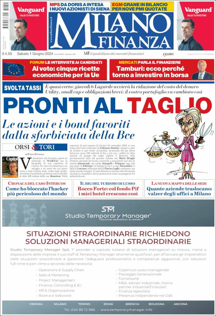 Portada de Milano Finanza (Italia)
