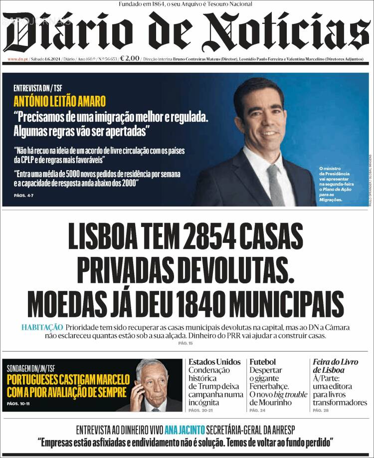Portada de Diário de Noticias (Portugal)