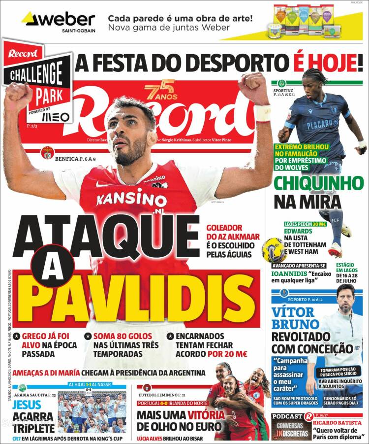 Portada de Jornal de Negócios (Portugal)