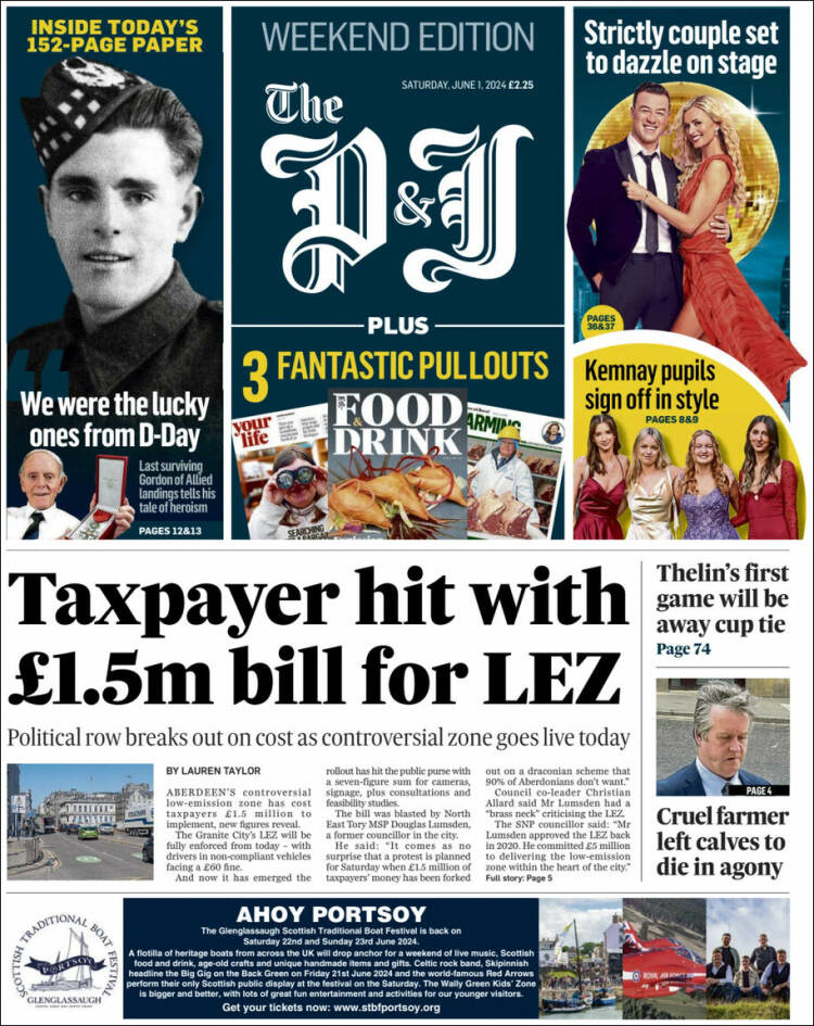 Portada de The Press and Journal (Reino Unido)