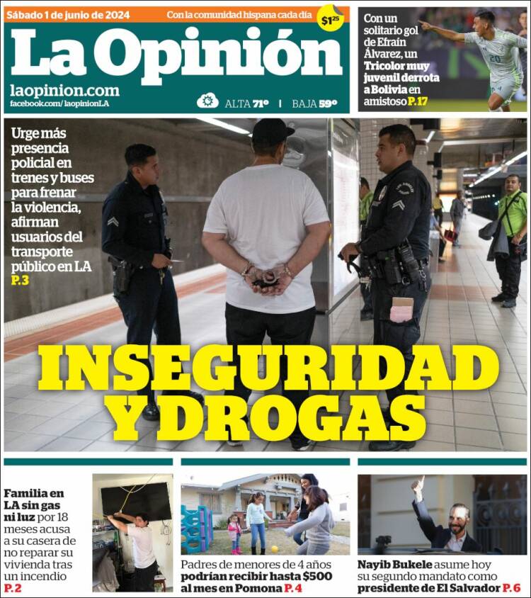 Portada de La Opinión (USA)