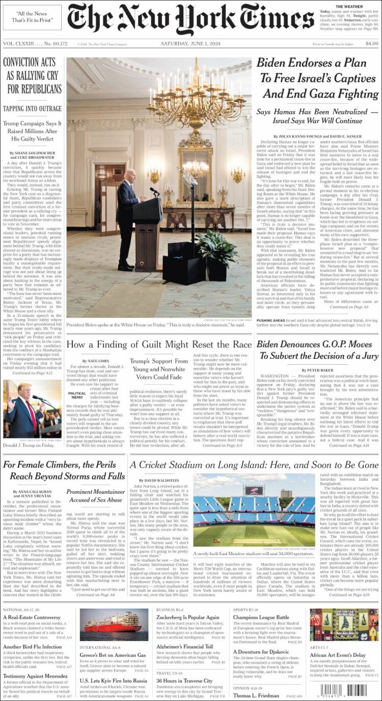 Portada de New York Times (USA)