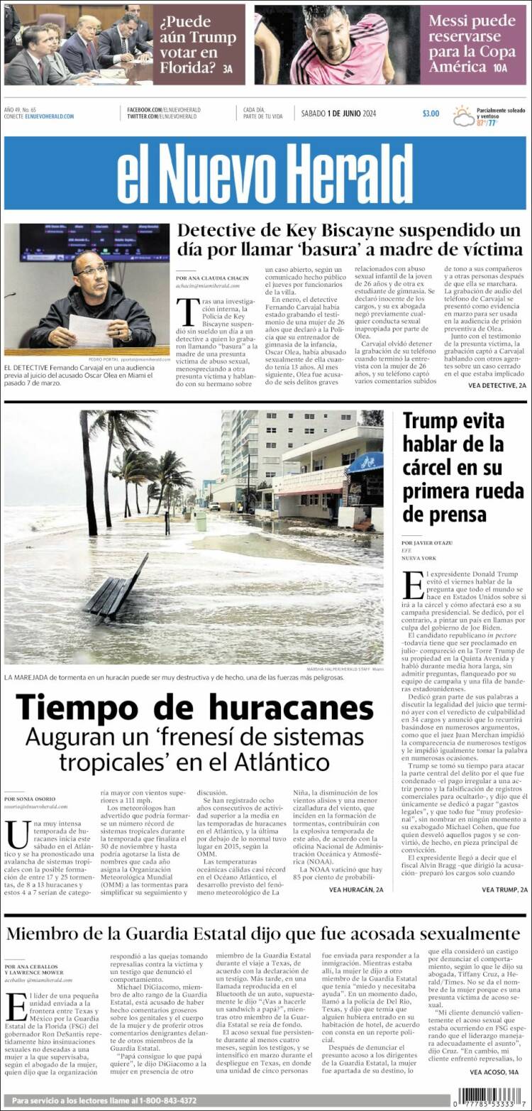 Portada de El Nuevo Herald (USA)
