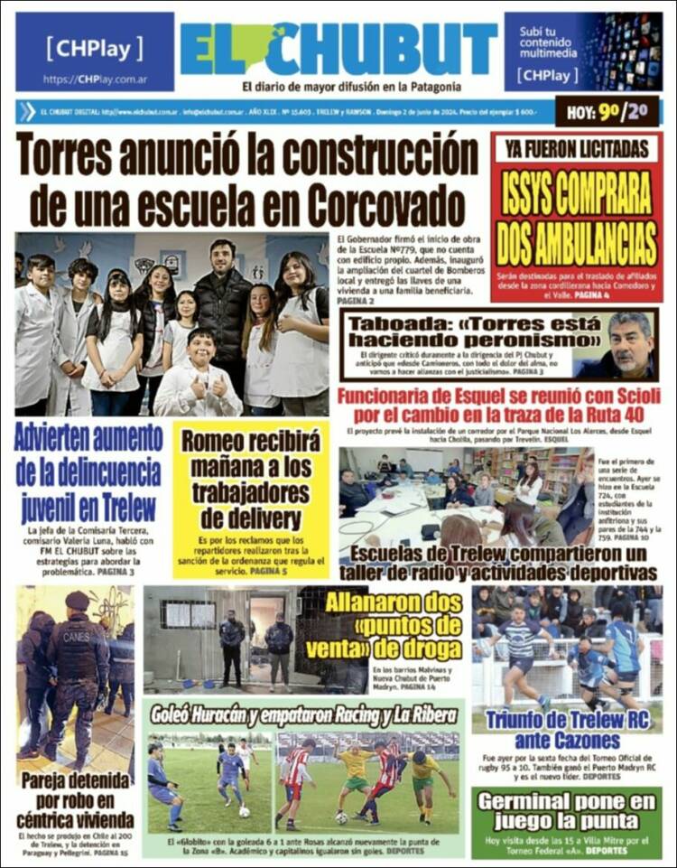 Portada de El Chubut (Argentina)