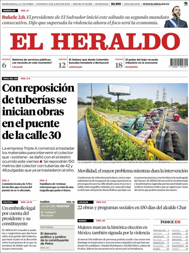 Portada de El Heraldo (Colombia)