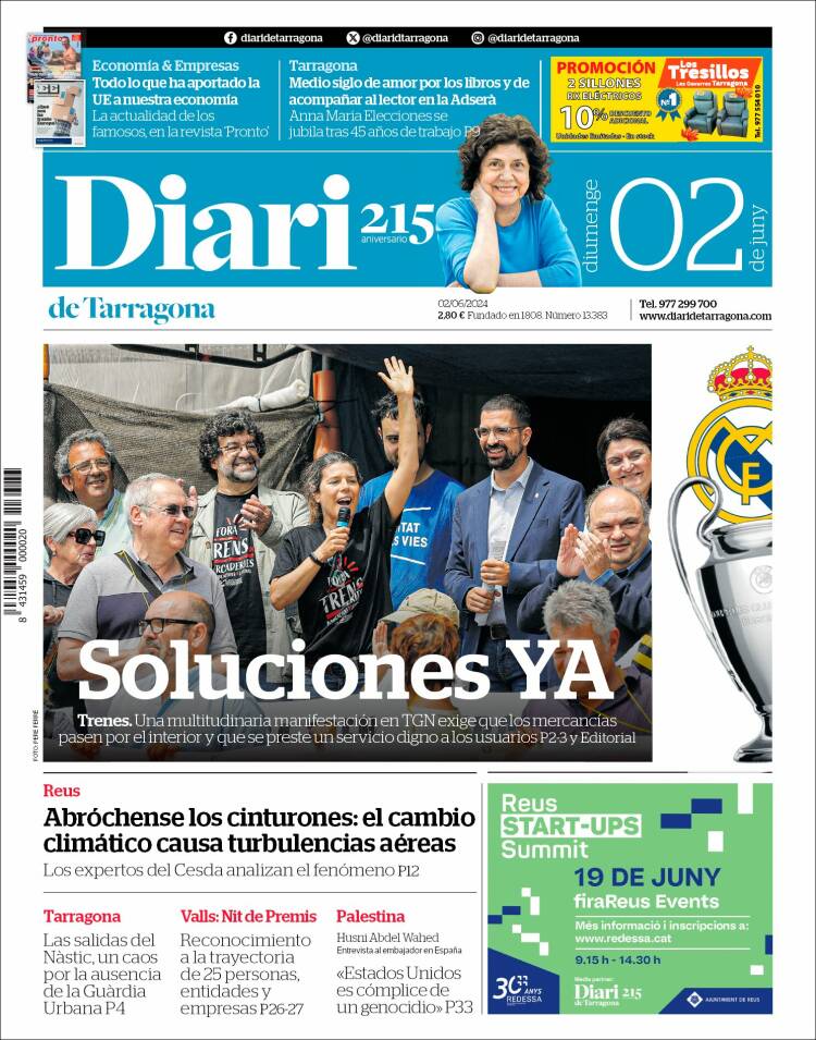 Portada de Diari de Tarragona (España)