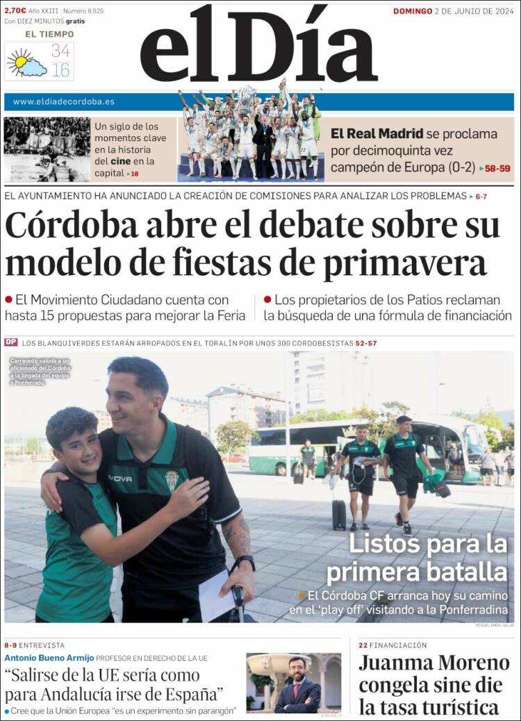 Portada de El Día de Córdoba (España)