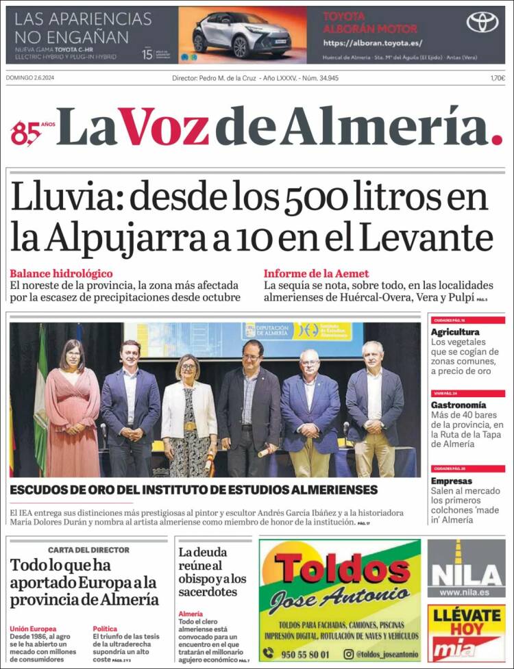 Portada de La Voz de Almería (España)