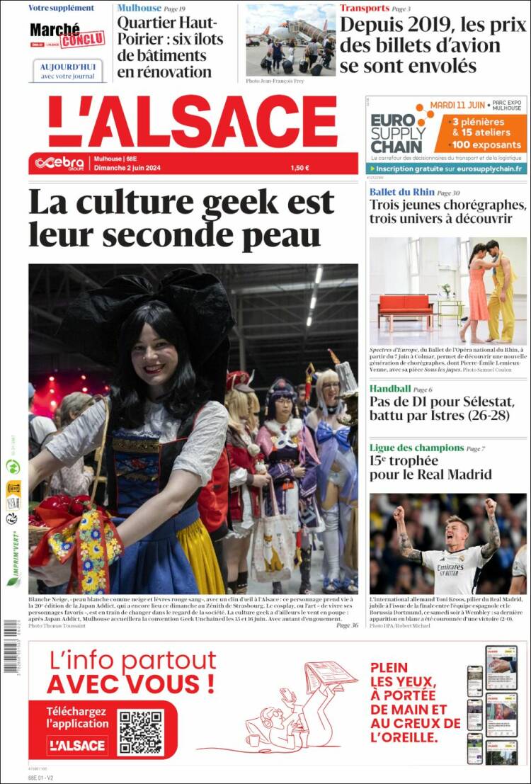 Portada de Journal L'Alsace (Francia)