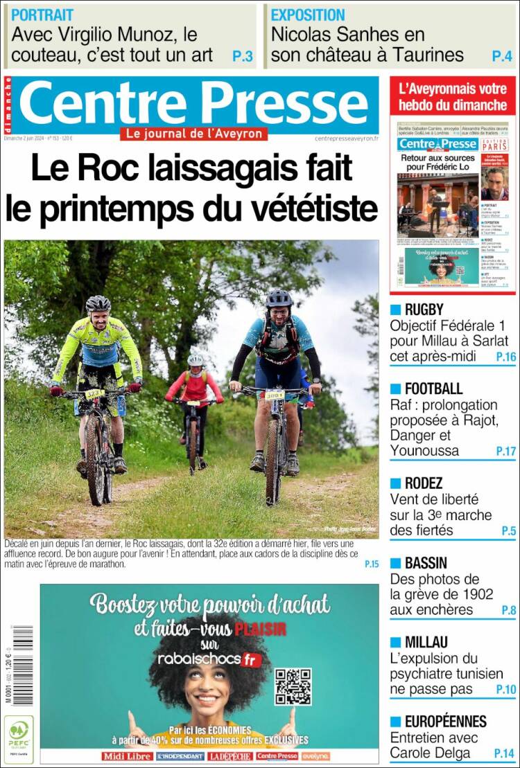 Portada de Centre Presse (Francia)