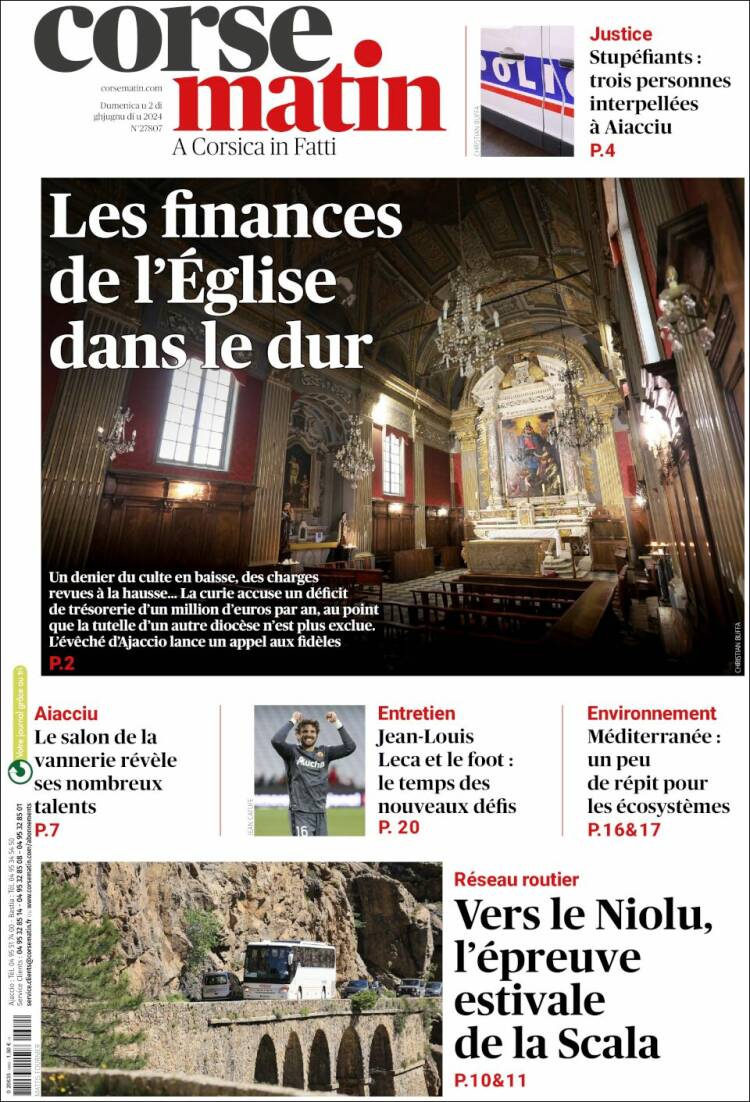 Portada de Corse-Matin (Francia)