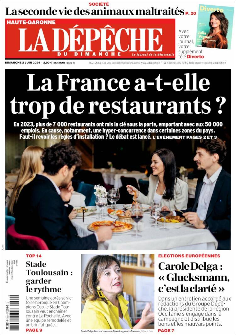 Portada de La Dépêche du Midi (Francia)