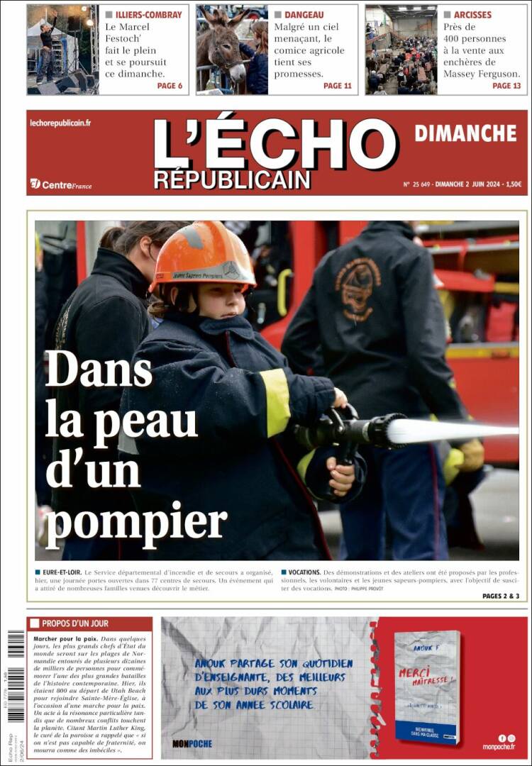 Portada de L'Echo Républicain (Francia)