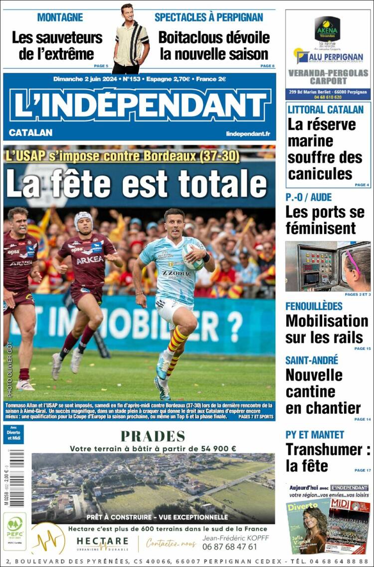 Portada de Le Indépendant (Francia)