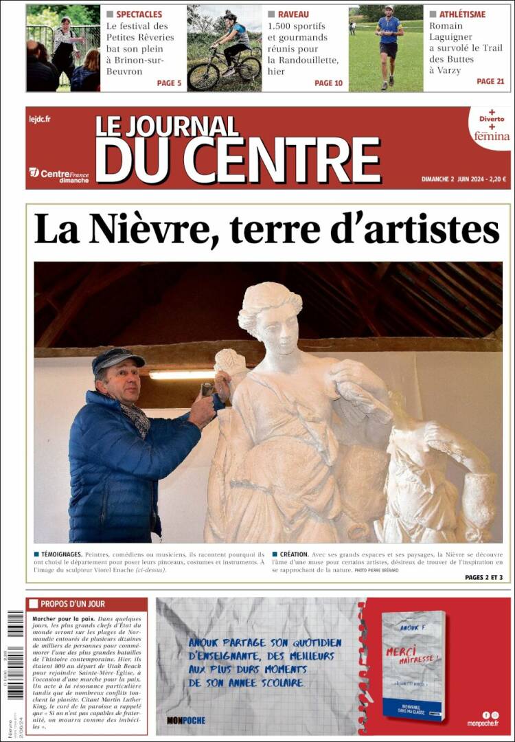 Portada de Le Journal du Centre (Francia)