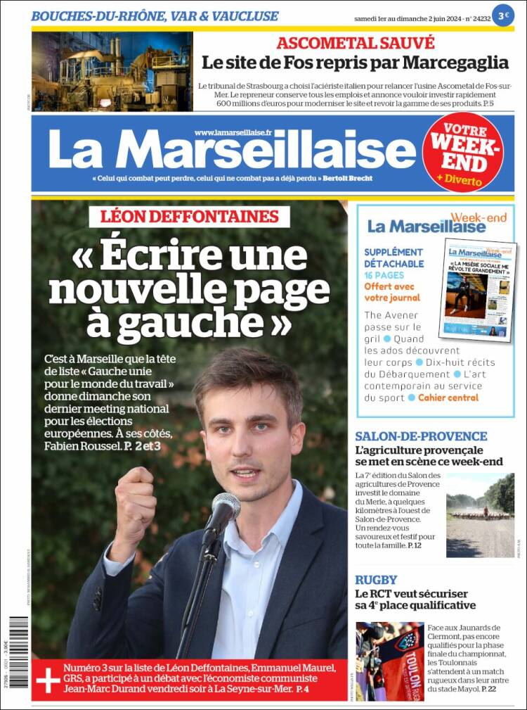 Portada de La Marseillaise (Francia)